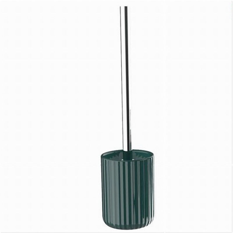 foto del prodotto cleafe portascopino arredo da bagno wc toilette verde rigato con scopino completo 69955 