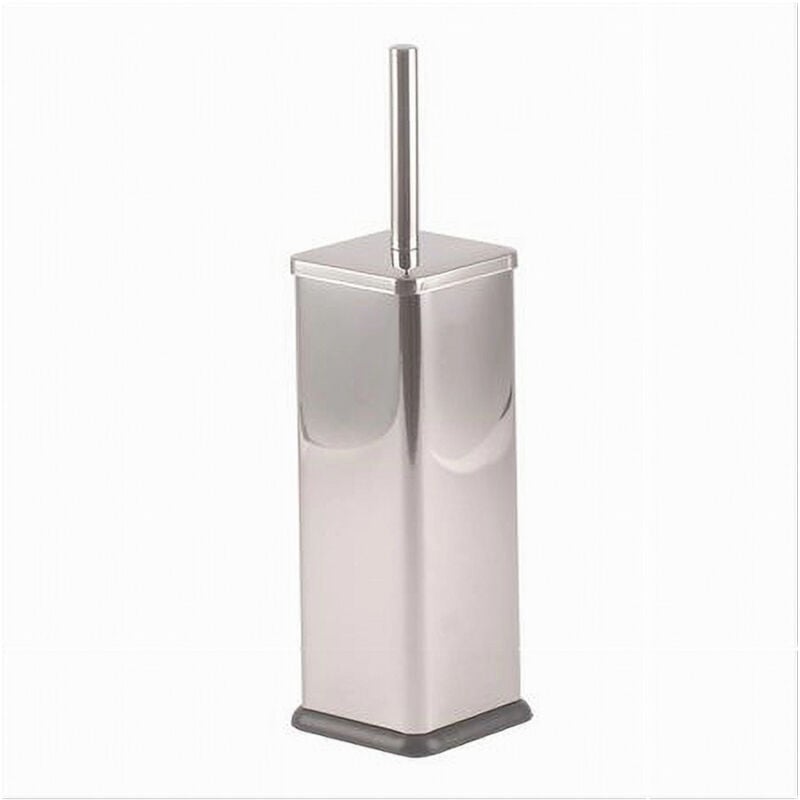 foto del prodotto cleafe portascopino bagno wc toilette quadrato cromato nero con scopino completo 87461 