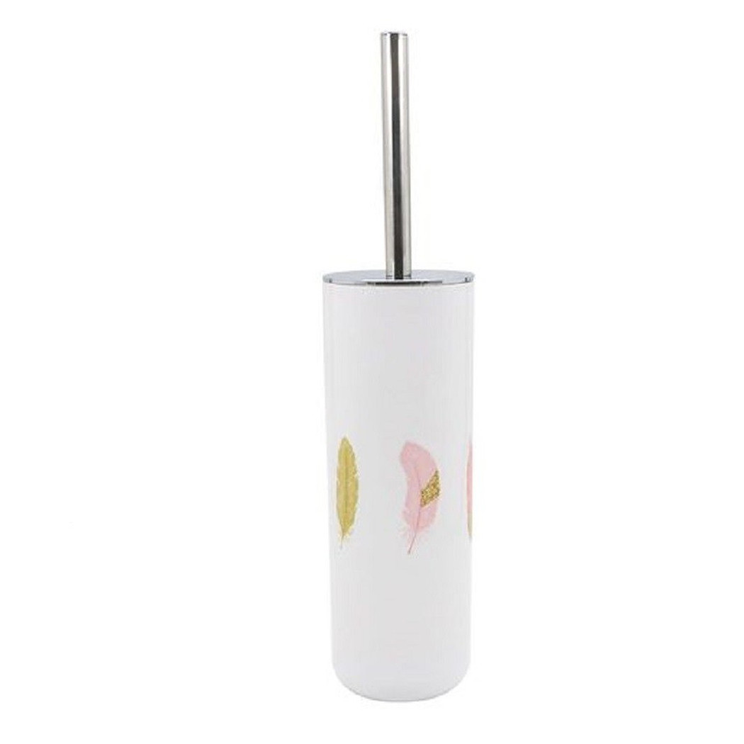 foto del prodotto cleafe portascopino in plastica bianco piume 9.1x26.8cm scopino bagno wc toilette 69802 