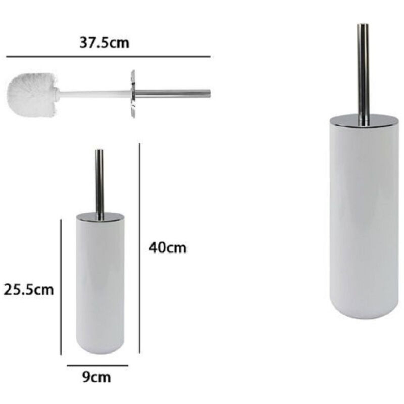 foto del prodotto cleafe portascopino porta scopino con scopettino wc bagno toilette bianco silver 79866 