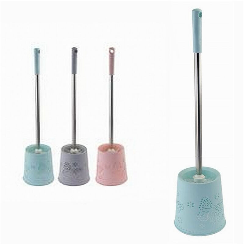 foto del prodotto cleafe portascopino rotondo decorato colorato per bagno wc toilette con scopino 59137 