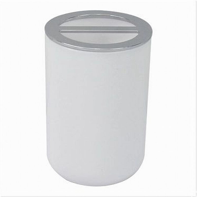 foto del prodotto cleafe portaspazzolini bicchiere accessori bagno 2 fori bianco silver contenitore 79863 
