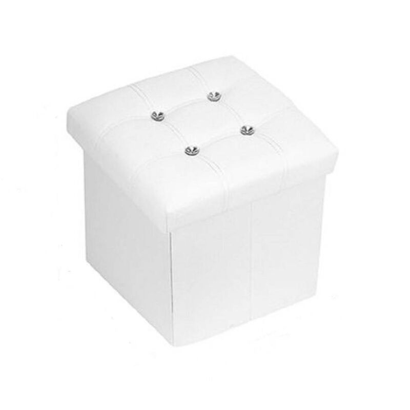 foto del prodotto cleafe pouff puff pouf contenitore imbottito portaoggetti seduta bianco 79436 38x38x35cm 