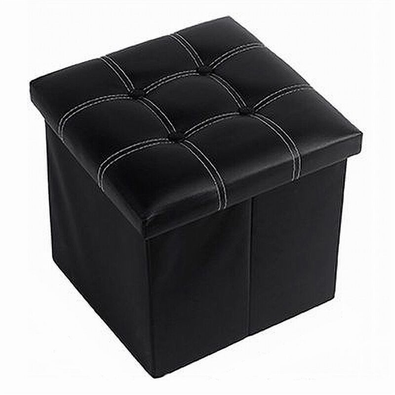 foto del prodotto cleafe pouff puff pouf contenitore imbottito portaoggetti seduta nero 30x30x30 cm 79427 