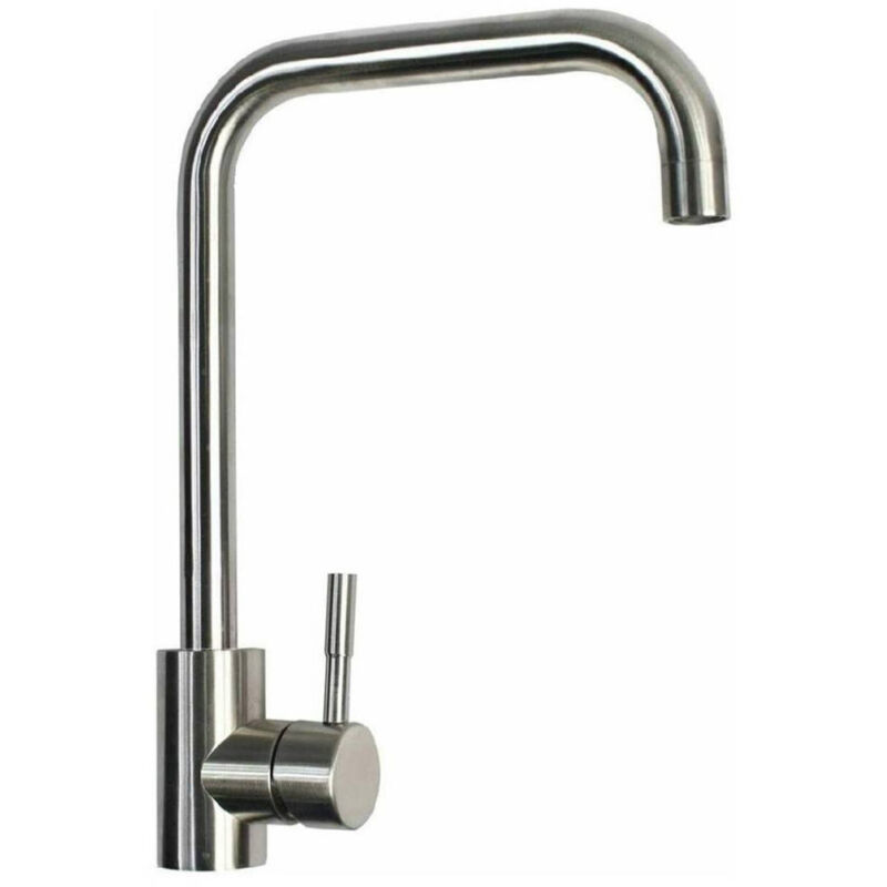 foto del prodotto cleafe rubinetto lavello cucina canna alta quadrata miscelatore ottone satinato 52813 