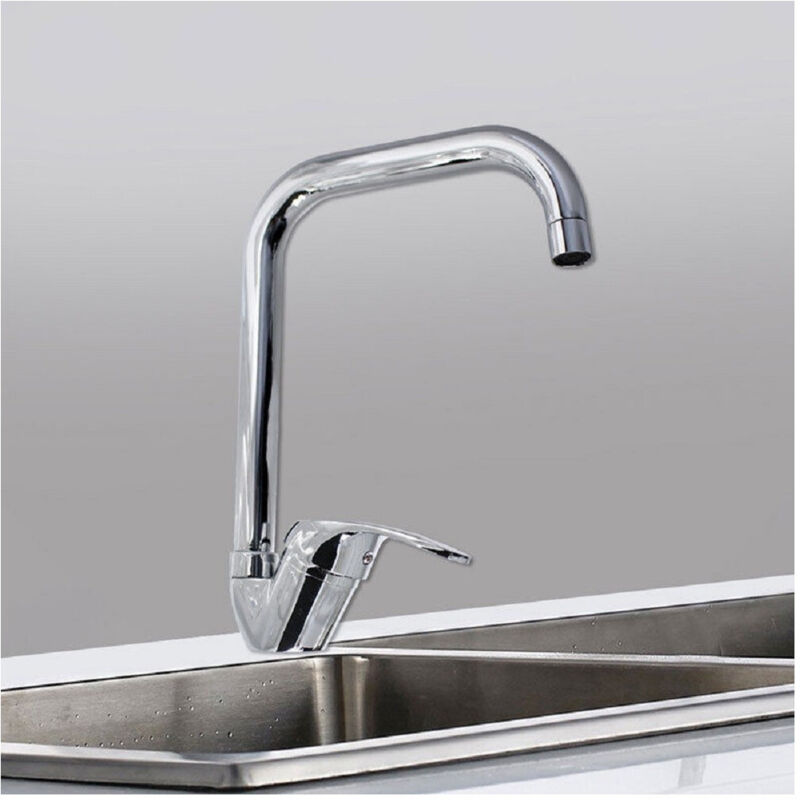 foto del prodotto cleafe rubinetto lavello da cucina a canna alta quadrata miscelatore orientabile 69204 