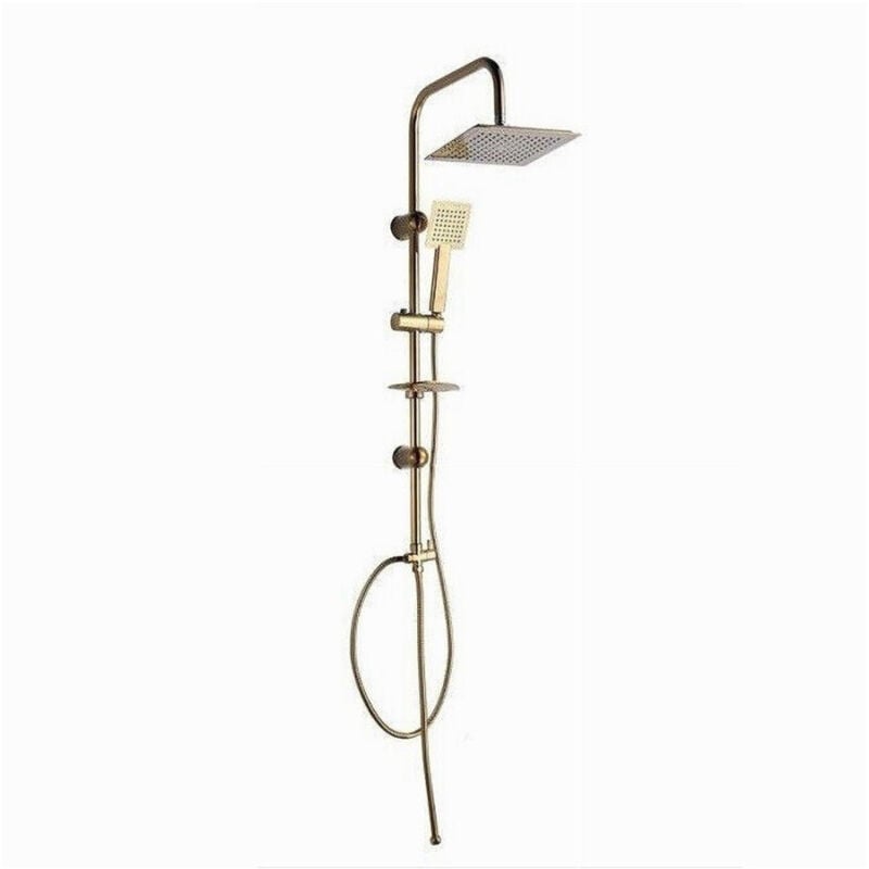 foto del prodotto cleafe saliscendi bagno colonna doccia miscelatore oro soffione quadrato doccetta 87305 