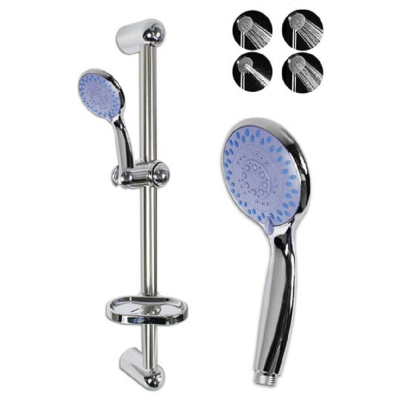 foto del prodotto cleafe saliscendi doccia bagno con portasapone e soffione doccetta multigetto blu 69134 2