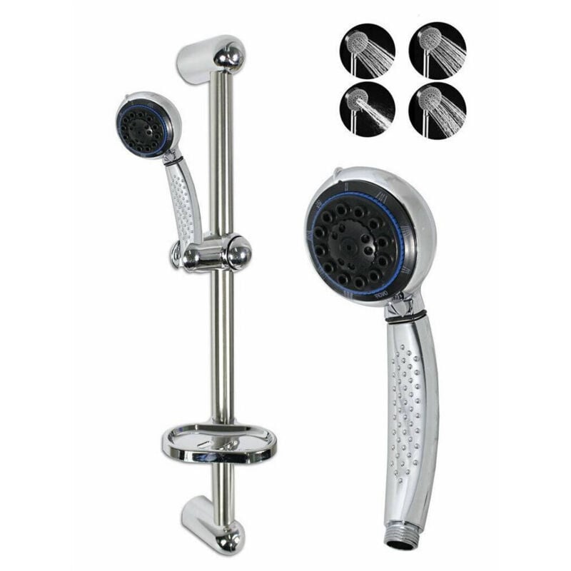 foto del prodotto cleafe saliscendi doccia bagno con soffione doccetta tubo con portasapone cromato 69130 