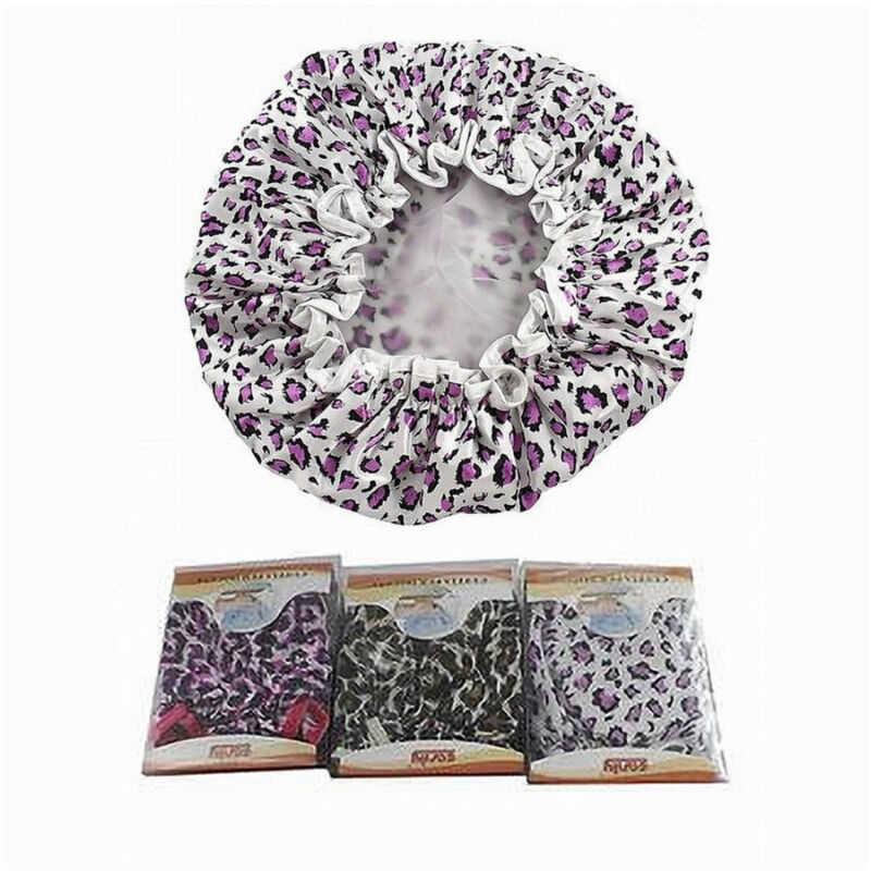 foto del prodotto cleafe set 2 pz cuffia doccia bagno elastico fantasia animalier protegge capelli 10041 