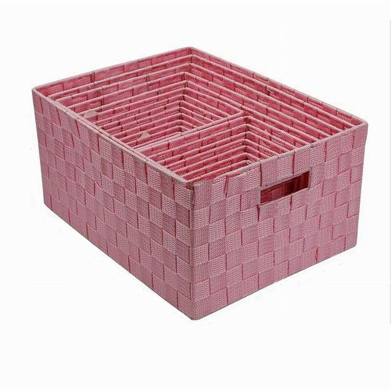 foto del prodotto cleafe set 21 pezzi box scatola in tessuto portaoggetti organizer con manici rosa 79089 