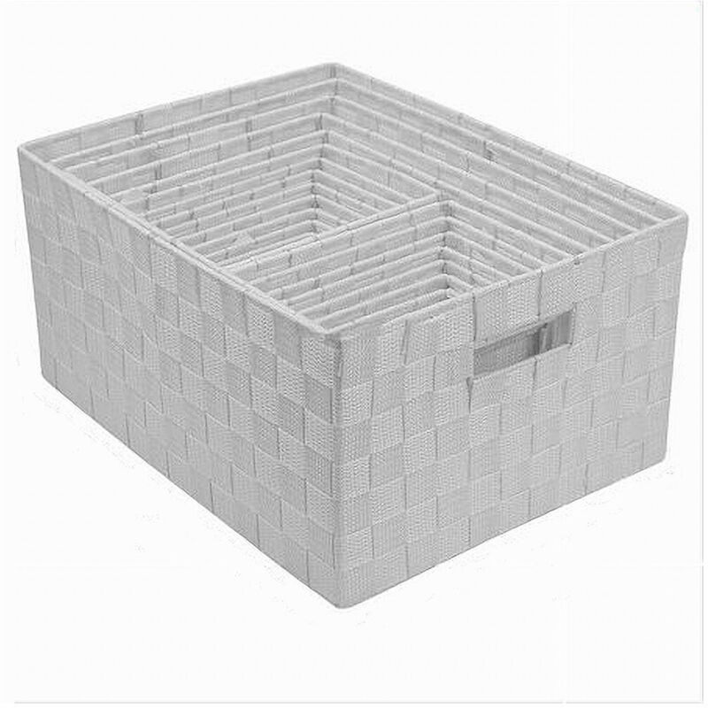 foto del prodotto cleafe set 21 pz box scatola in tessuto portaoggetti organizer con manici bianco 79085 