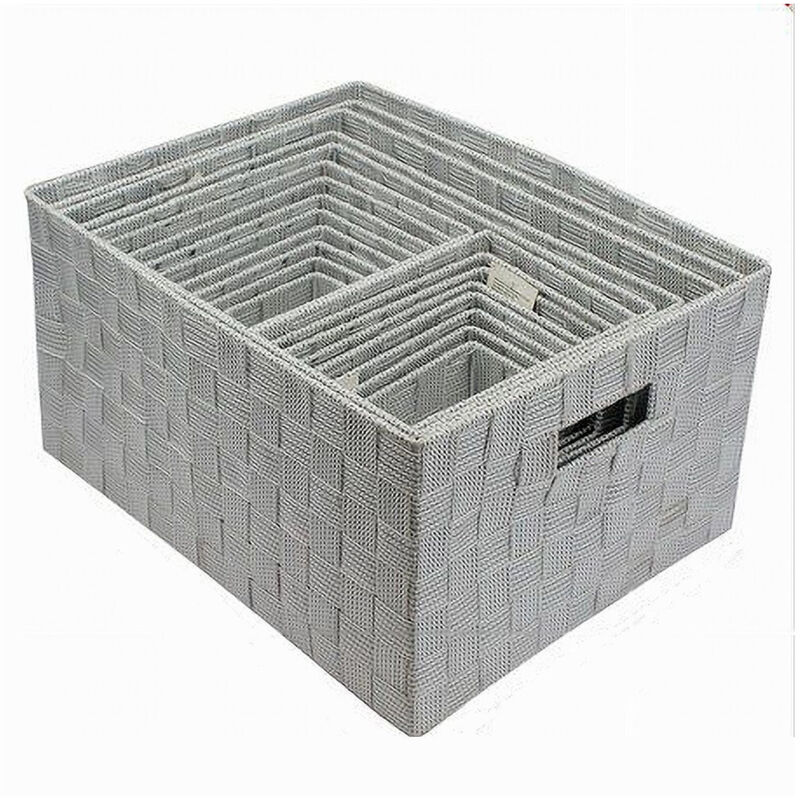 foto del prodotto cleafe - set 21pz scatola in tessuto portaoggetti organizer con manici grigio chiaro 79084 -