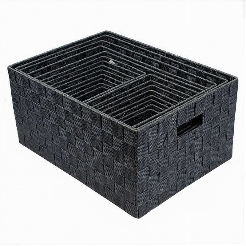 foto del prodotto cleafe - set 21pz scatola in tessuto portaoggetti organizer con manici grigio scuro 79086 -