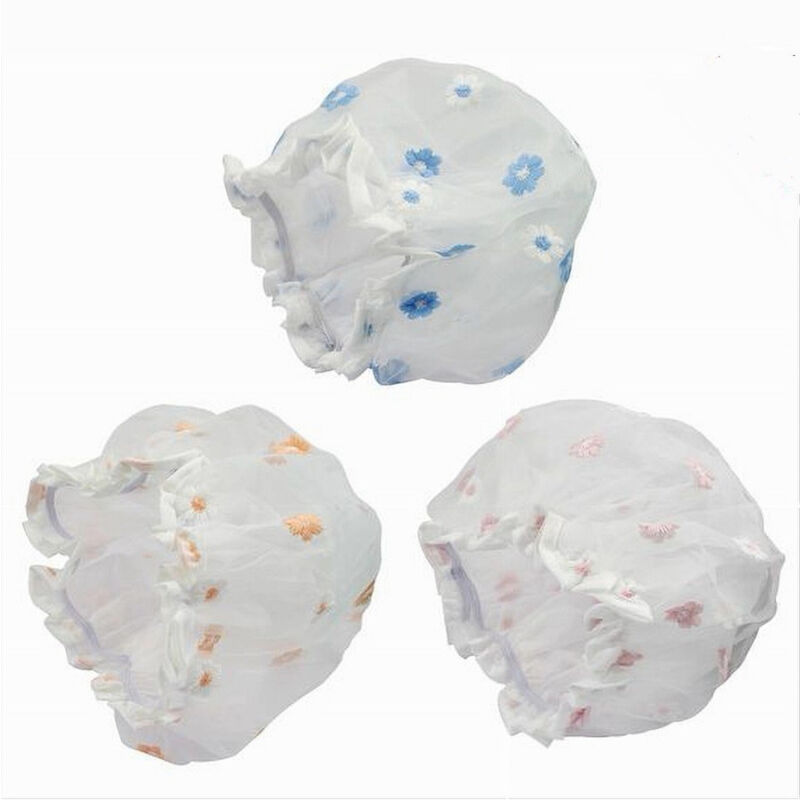 foto del prodotto cleafe set 2pz cuffia per doccia bagno elastico fantasia a fiori protegge capelli 79482 