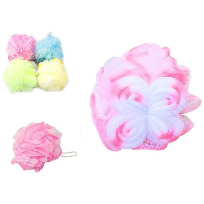 foto del prodotto cleafe set 2pz spugna a rete esfoliante retina doccia bagno flower colorate marmorizzate 79305 