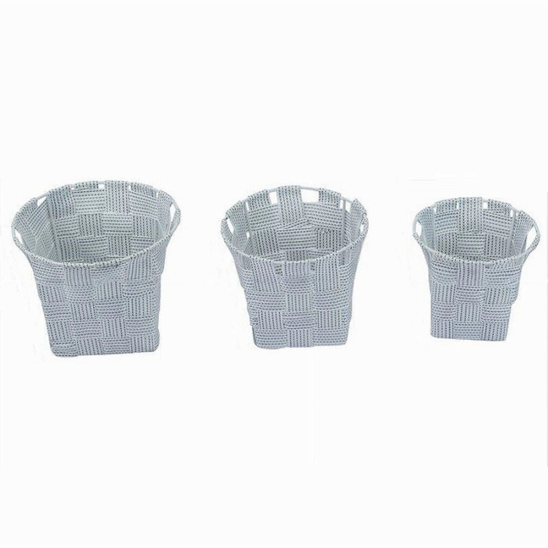 immagine 0 del prodotto cleafe set 3 cestini tondi porta oggetti tessuto grigio chiaro bagno casa cucina 79042 