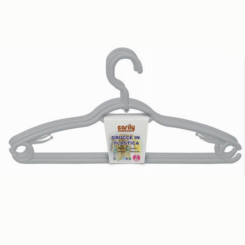 foto del prodotto cleafe set 3 pz grucce plastica stampelle appendi abiti pantaloni giacche grigio 79330 