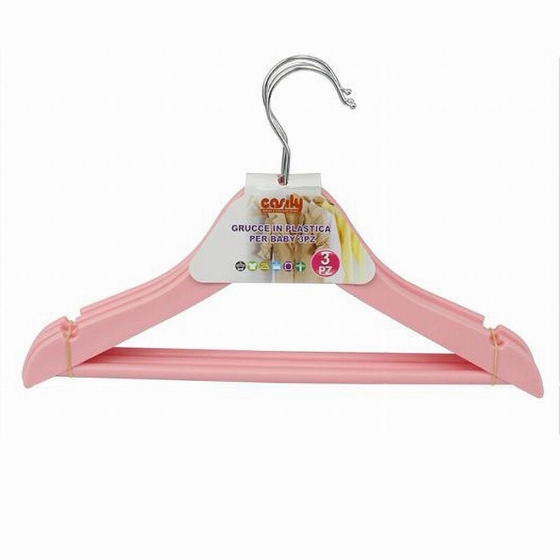 foto del prodotto cleafe set 3 pz grucce stampelle appendiabiti vestiti pantaloni per bambini rosa 79312 
