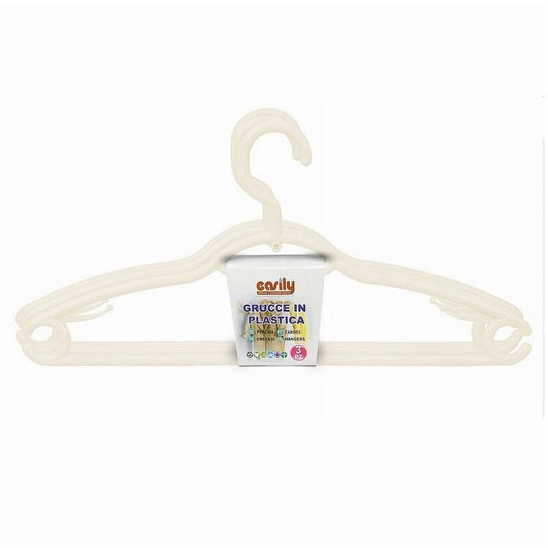 foto del prodotto cleafe set 3pz grucce in plastica stampelle appendi abiti pantaloni giacche beige 79331 