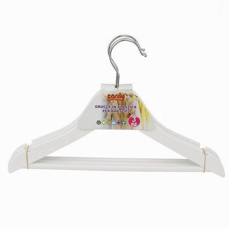 foto del prodotto cleafe - set 3pz grucce stampelle appendiabiti vestiti pantaloni per bambini bianco 79313 -