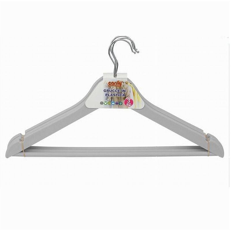foto del prodotto cleafe set 3pz grucce stampelle in plastica appendiabiti vestiti pantaloni grigio 79315 