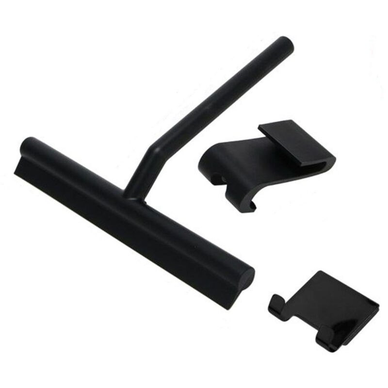foto del prodotto cleafe set 3pz tergivetro per doccia gancio doppio per porta box appendino adesivo nero 87833 