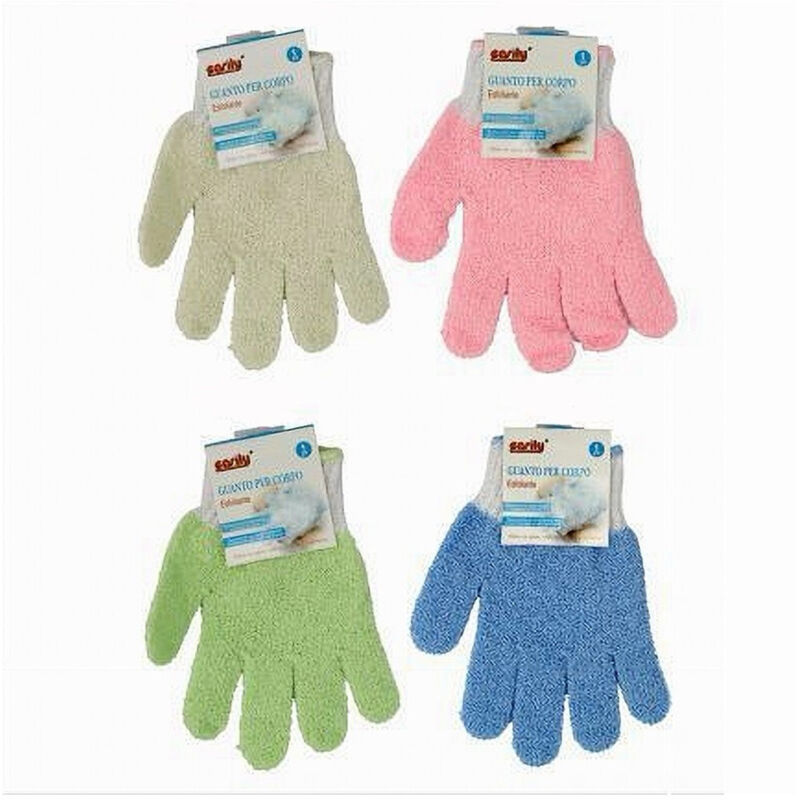 foto del prodotto cleafe set 4 pz guanto doccia bagno massaggio esfoliante pelle corpo vari colori 79287 