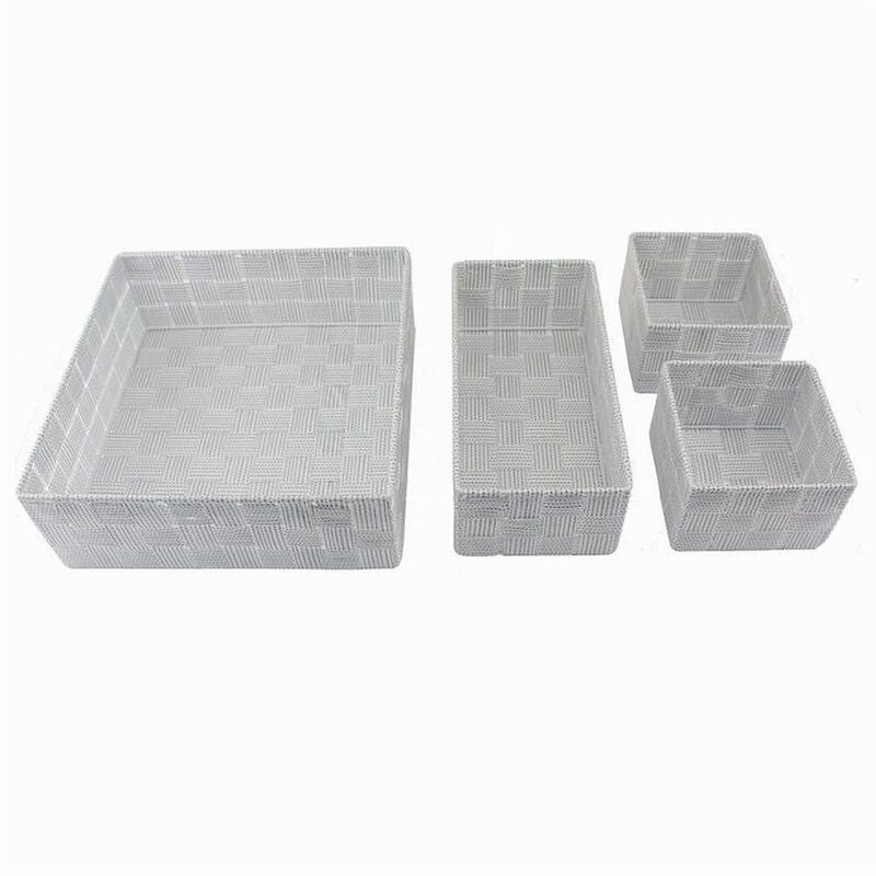 foto del prodotto cleafe - set 4pz contenitori grigio chiaro scatola in tessuto organizer portaoggetti 79060 -