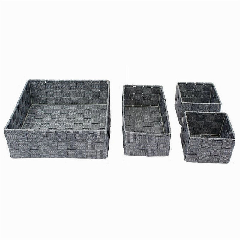 foto del prodotto cleafe - set 4pz contenitori grigio scuro scatola in tessuto organizer portaoggetti 79145 -