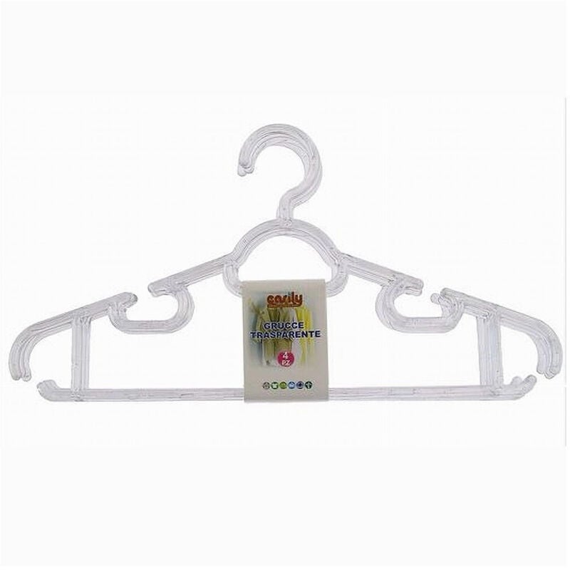 foto del prodotto cleafe set 4pz grucce stampelle plastica trasparente appendiabiti pantaloni vestiti 87002 