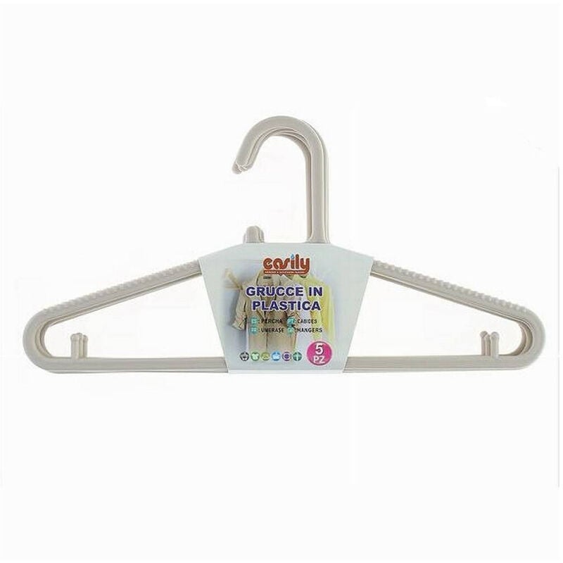 foto del prodotto cleafe set 5 pz grucce stampelle appendiabito in plastica beige pantaloni giacche 87690 