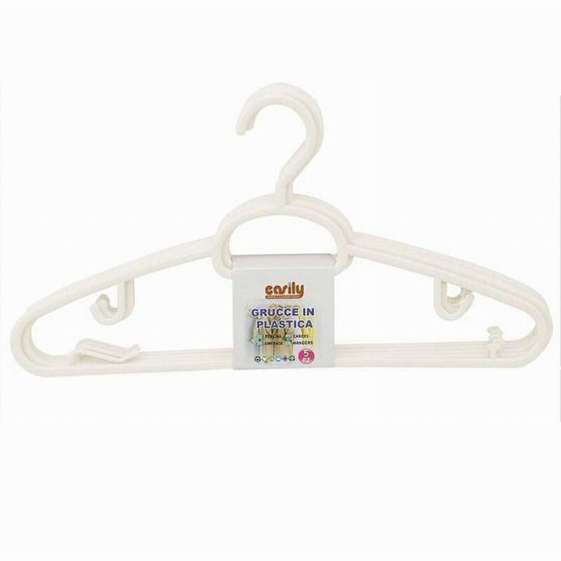 foto del prodotto cleafe set 5pz grucce in plastica stampelle appendiabito pantaloni giacche bianco 79324 