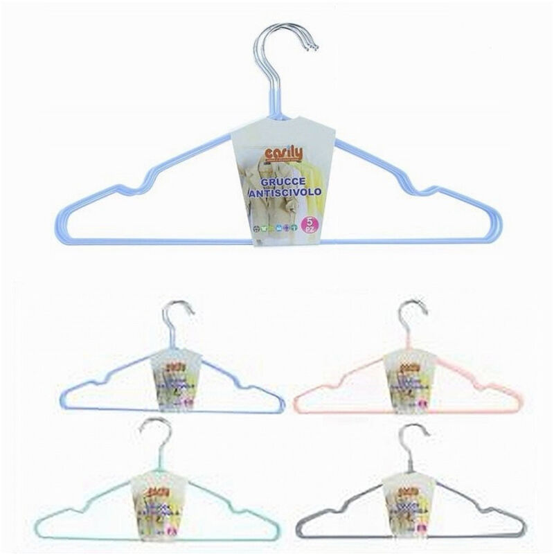 foto del prodotto cleafe set 5pz grucce stampelle appendiabiti antiscivolo vestiti 40cm vari colori 10457 