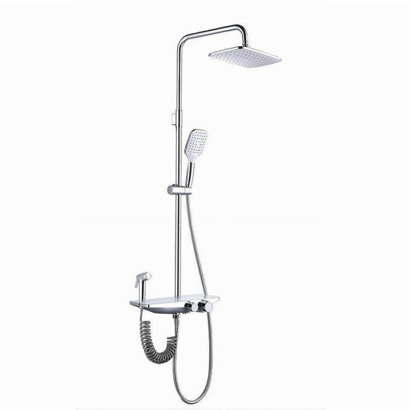 foto del prodotto cleafe set saliscendi colonna doccia bagno soffione doccetta bidet rubinetto cromato 87341 