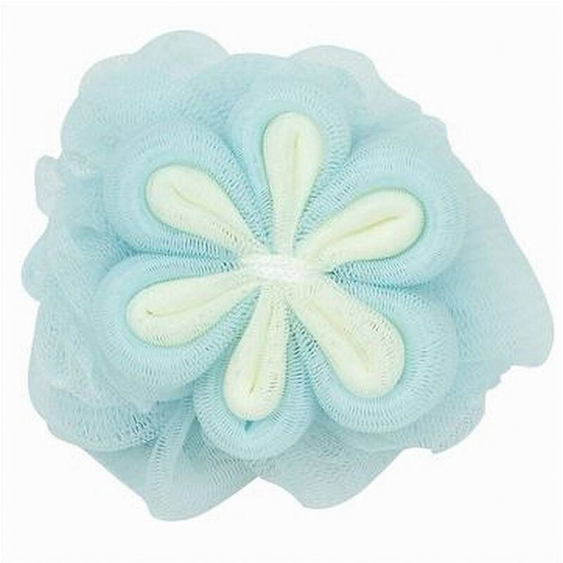 foto del prodotto cleafe spugna a rete bagno doccia con fiore morbida esfoliante scrubber azzurra 79586 
