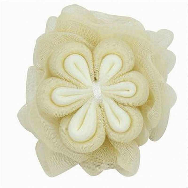 foto del prodotto cleafe spugna a rete da bagno doccia con fiore morbida esfoliante scrubber gialla 79585 