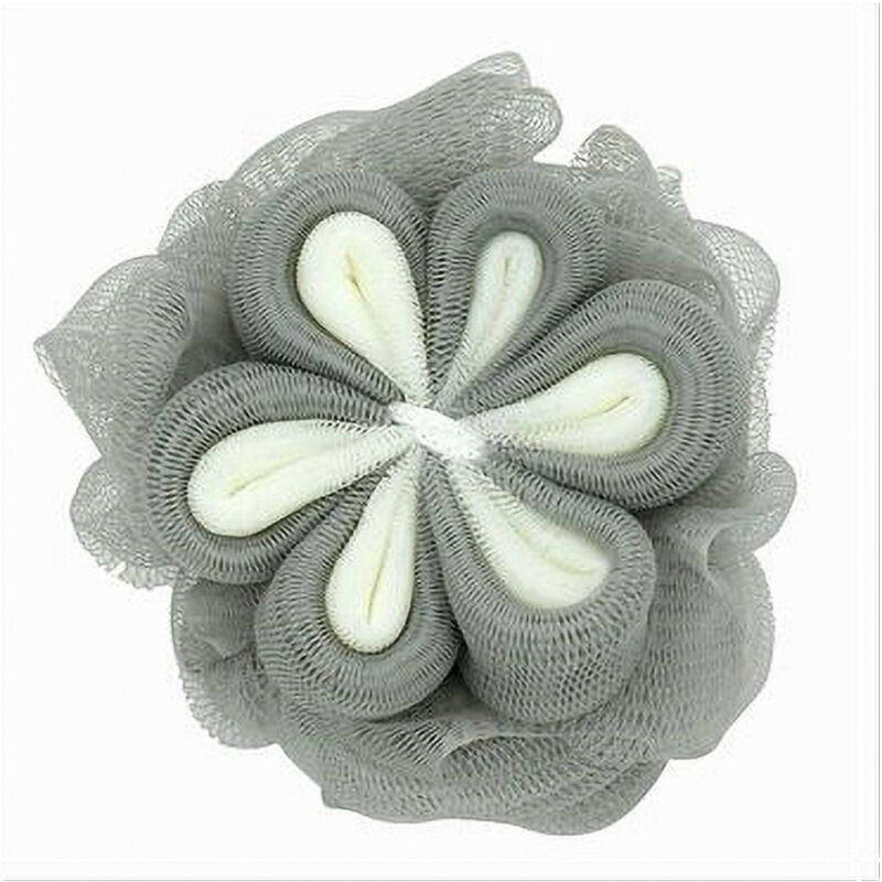foto del prodotto cleafe spugna a rete da bagno doccia con fiore morbida esfoliante scrubber grigia 79587 
