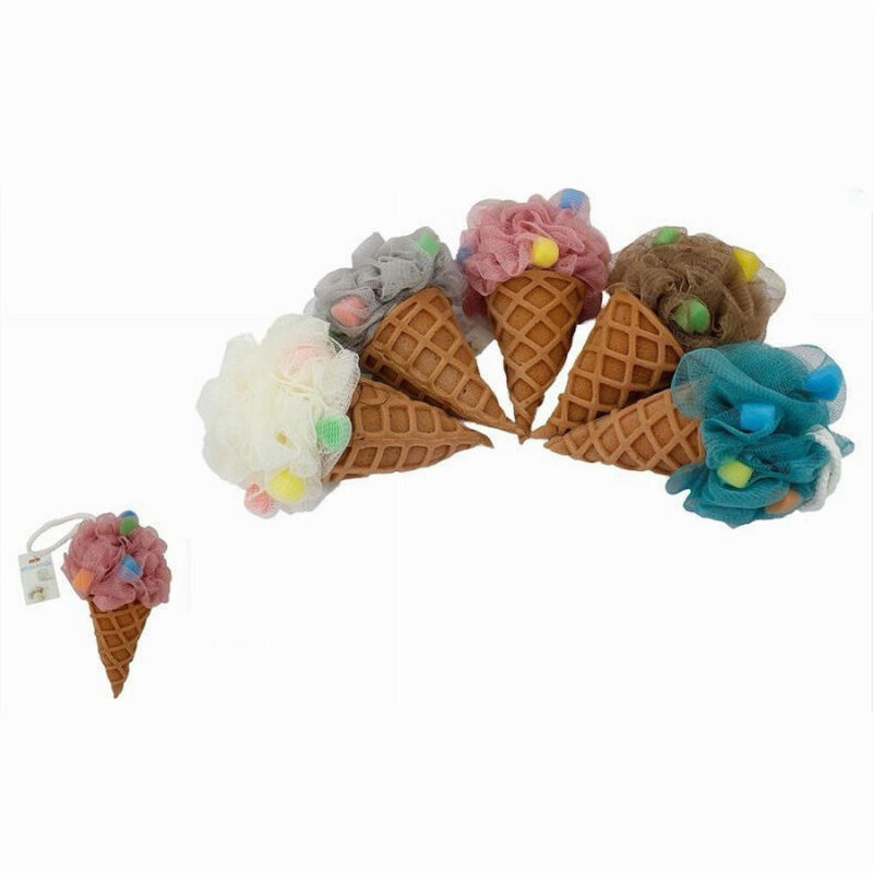 foto del prodotto cleafe spugna per corpo bagno doccia colorata a forma di cono gelato massaggio 79294 