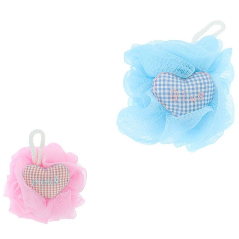 foto del prodotto cleafe spugna per doccia a rete bagno esfoliazione pelle corpo con cuore a scacchi 10778 