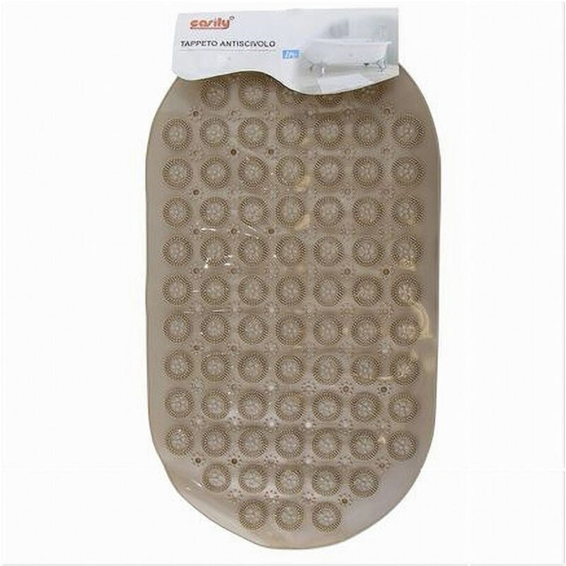 foto del prodotto cleafe tappeto tappetino pvc antiscivolo ovale vasca bagno doccia beige 68 x 37cm 87229 