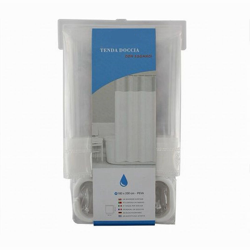 foto del prodotto cleafe tenda da doccia vasca bagno peva con 12 ganci 180x200cm trasparente bianco 69491 