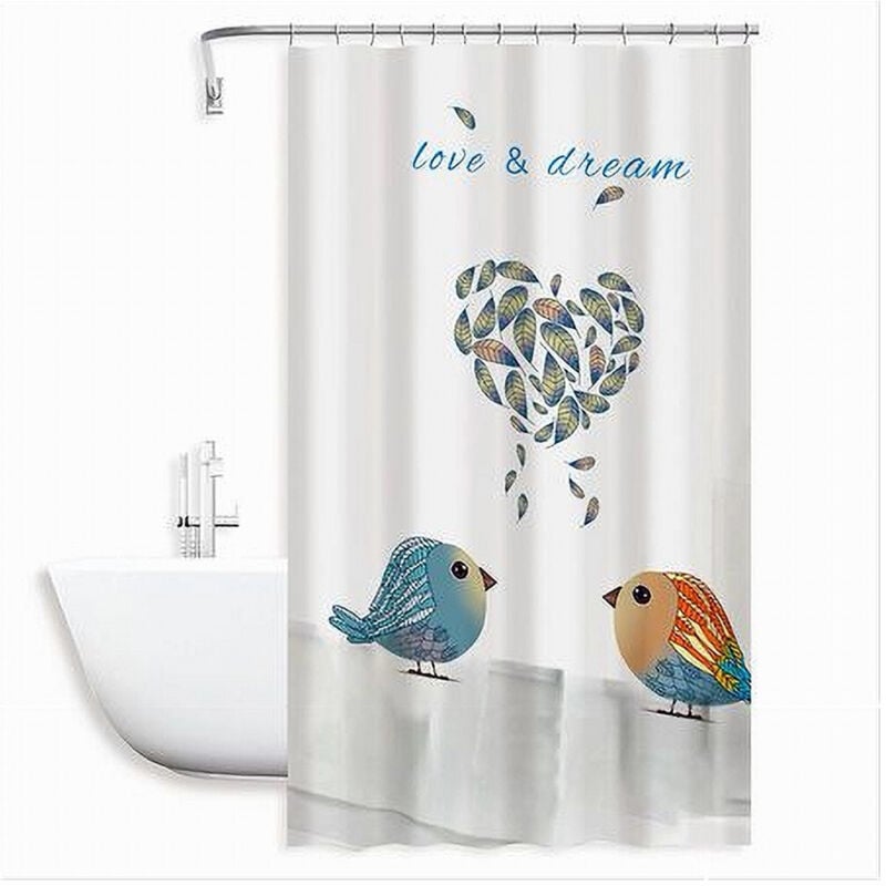 foto del prodotto cleafe tenda doccia antimuffa love dream impermeabile 180x180 cm con anelli bagno 79216 