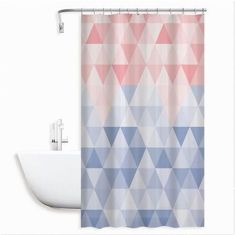 foto del prodotto cleafe tenda doccia impermeabile bagno 12 anelli peva 180x200cm triangolo rosa blu 79220 