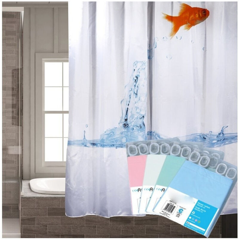 foto del prodotto cleafe tenda doccia vasca 180x180cm poliestere con anelli plastica universali bastone bagno 