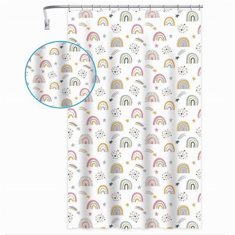 foto del prodotto cleafe tenda doccia vasca bagno con 12 ganci arcobaleno fantasy 240 x 200 cm peva 87564 