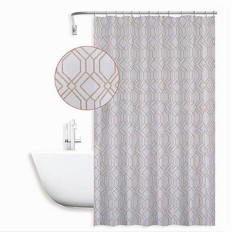 foto del prodotto cleafe tenda per doccia vasca da bagno design geometrico 180x200cm con 12 anelli 87095 