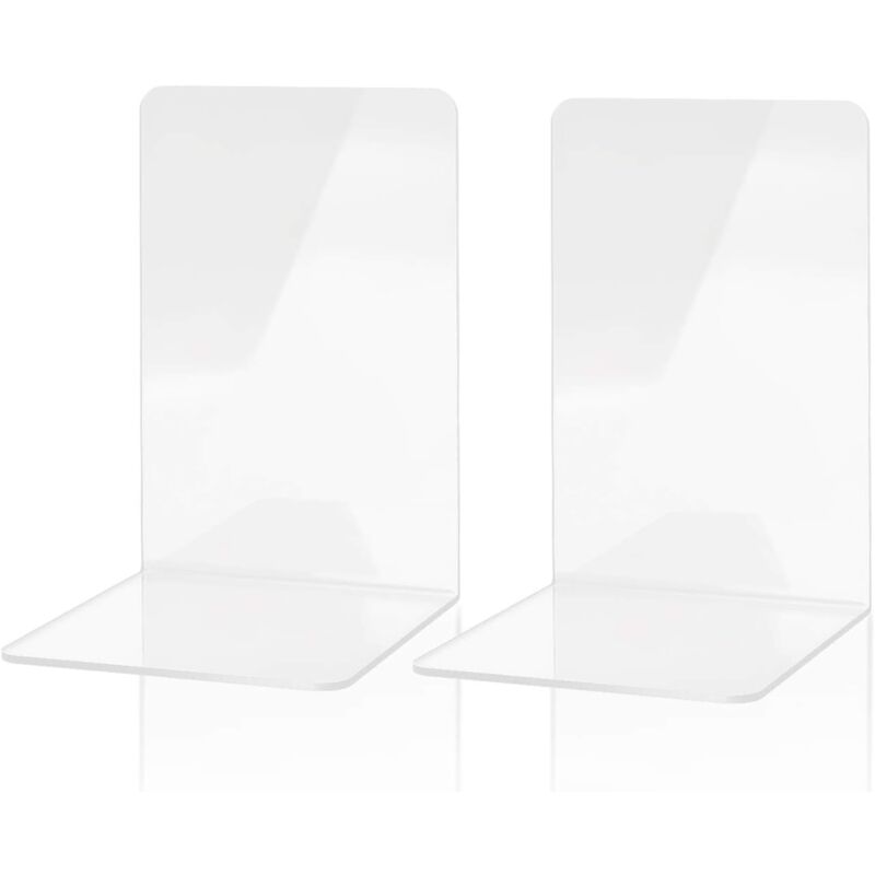 foto del prodotto clear acrylic bookends, 1 pairs children s bookends, anti scratch bookends, for desks, decoration, bookshelves, schools and bookstores