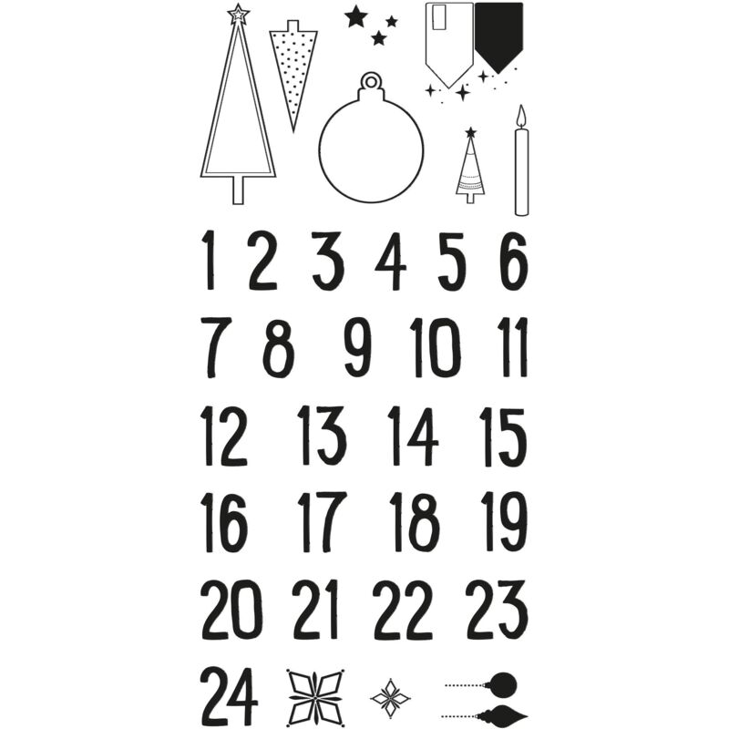 foto del prodotto clear stamps calendario d avvento nord, 97x205mm, 34 motivi, bus.blis. 1foglio, 50222000 rayher