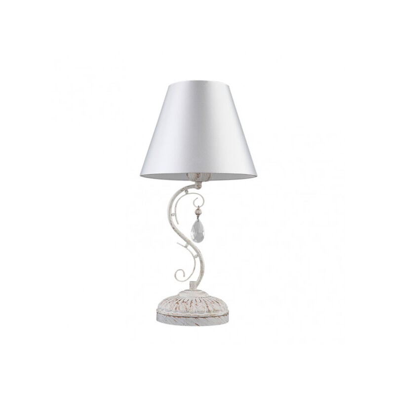 foto del prodotto clematis lampada da tavolo bianca con paralume fabrilamp